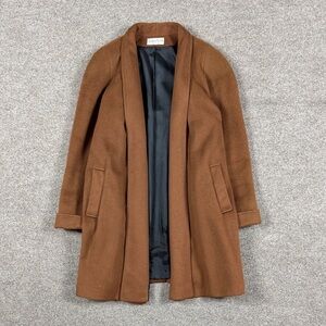 Vintage Ashley Scott Camel Brown Wool Open Front Mid Length Coat Women’s XXL USA